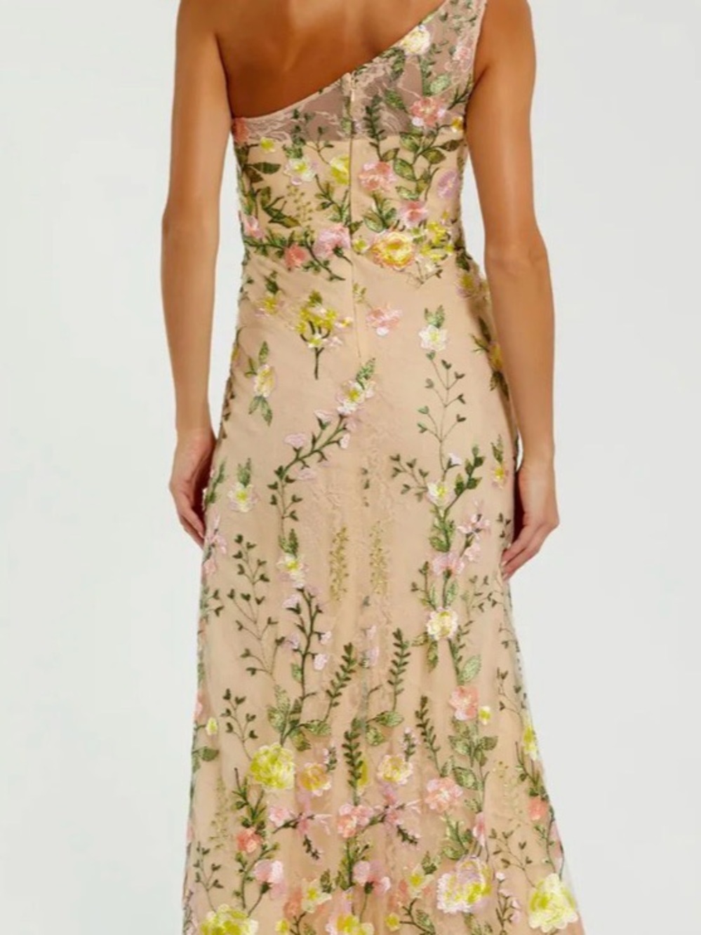 Mac Duggal One-Shoulder MOB Floral Embroidered Dress - Picture 3 of 3